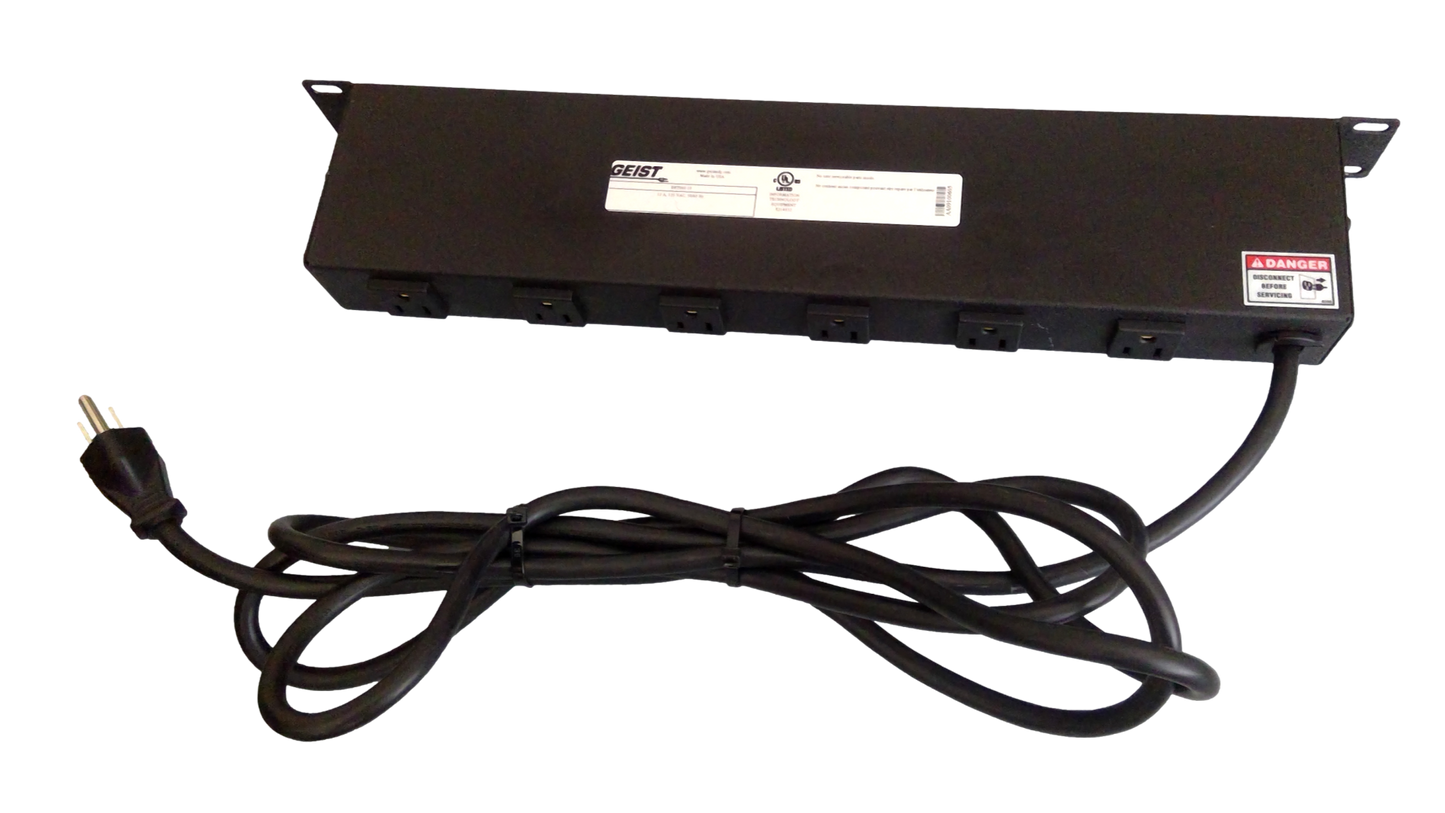 Geist BRT060-10 19" Rackmount 12A 125 VAC 50/60HZ Power Strip 6-Outlets