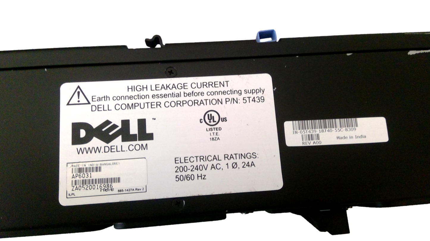 Dell 5T439 APC AP6031 Unmanaged PDU 240 VAC 24A L6-30P to 4x C19 Outlets