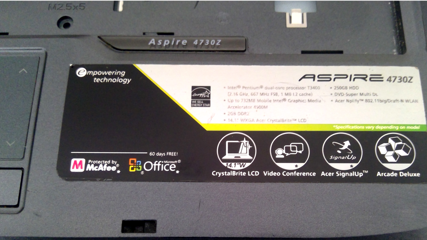 Laptop Palmrest Touchpad Keyboard Bezel Acer Aspire 4730Z