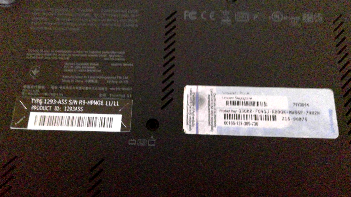 Lenovo ThinkPad X1 1291 13.3" Genuine Bottom Case Base Cover 60.4N404.003