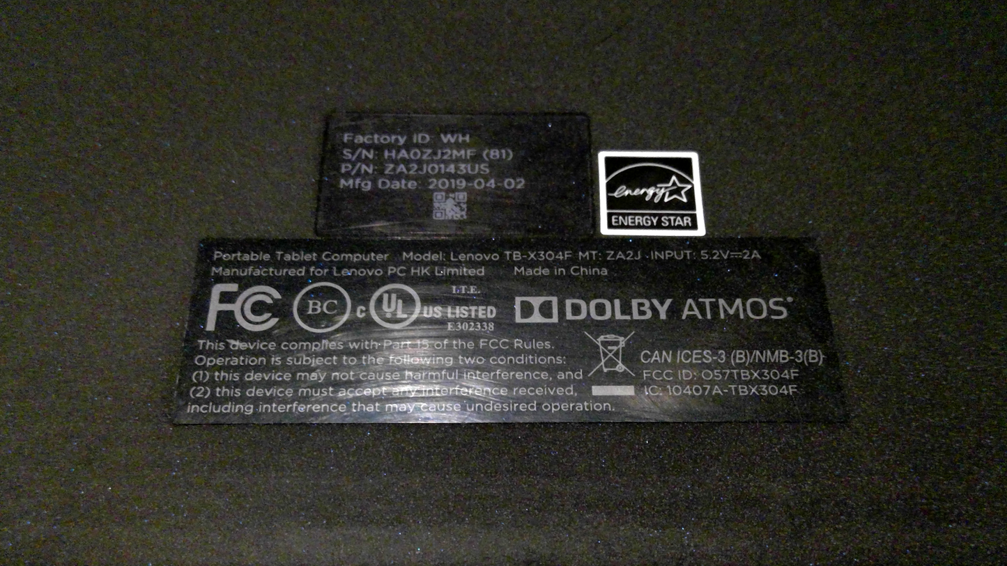 Lenovo TB-X304F Back Housing Cover Black