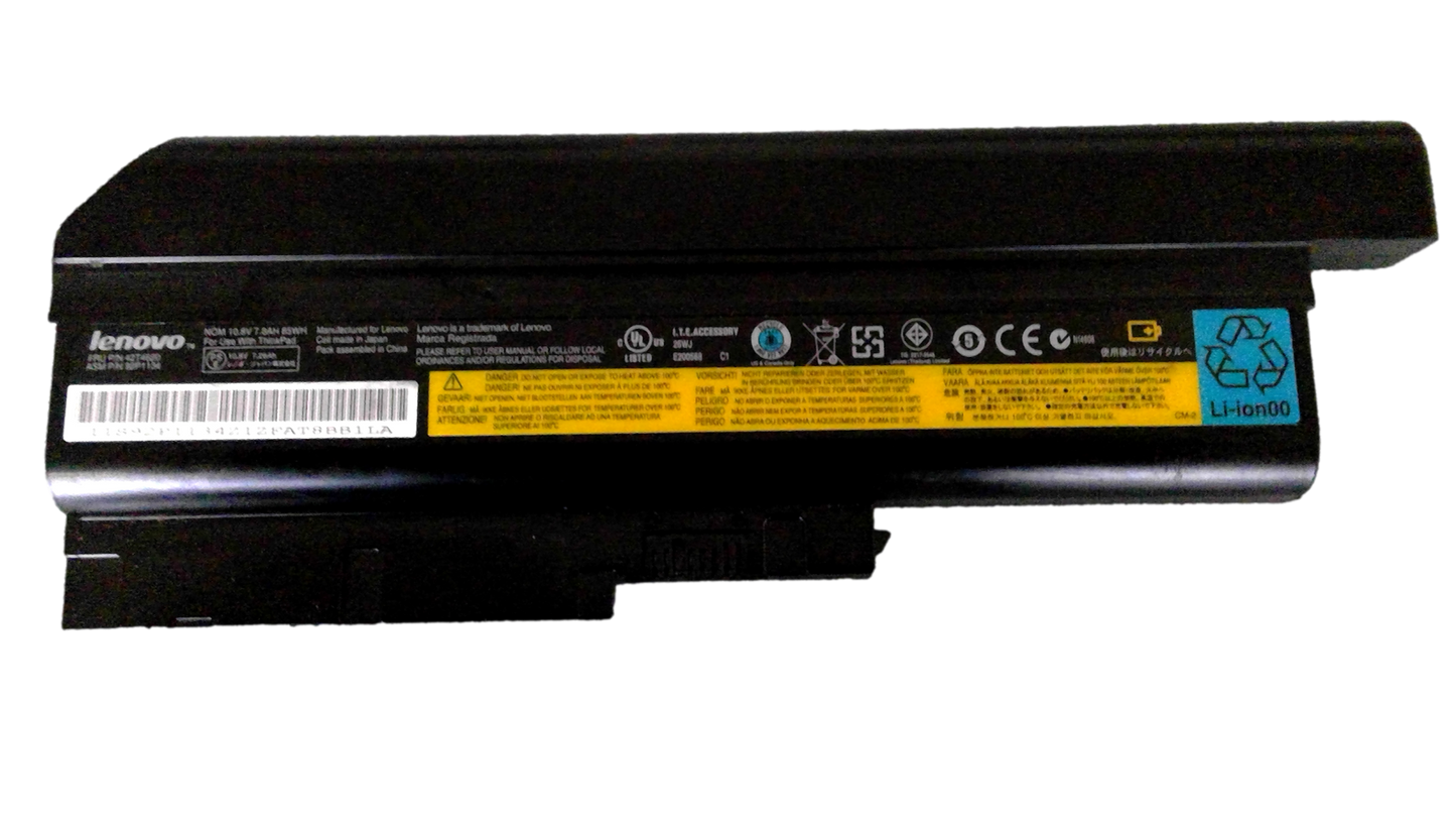 Lenovo 42T4620 OEM Battery Pack, 10.8V, 7.8AH, 85 WH, Lithium-Ion E200568