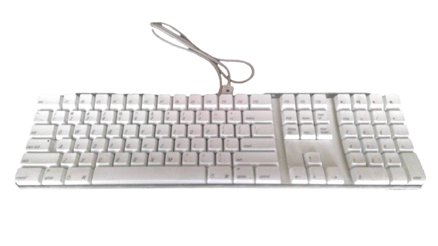 GENUINE OEM APPLE A1048 WIRED USB KEYBOARD - CLEAR/WHITE