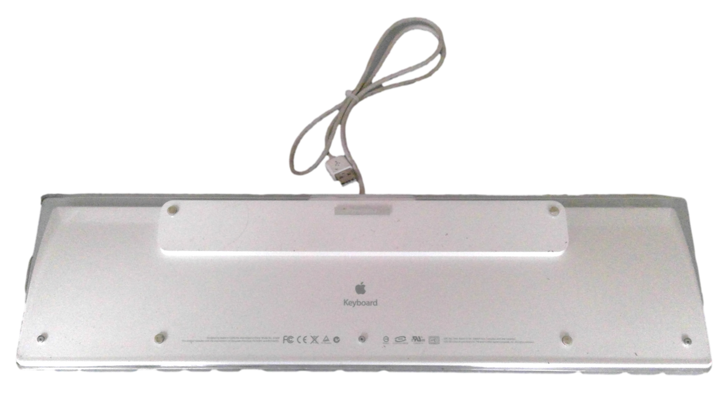 GENUINE OEM APPLE A1048 WIRED USB KEYBOARD - CLEAR/WHITE