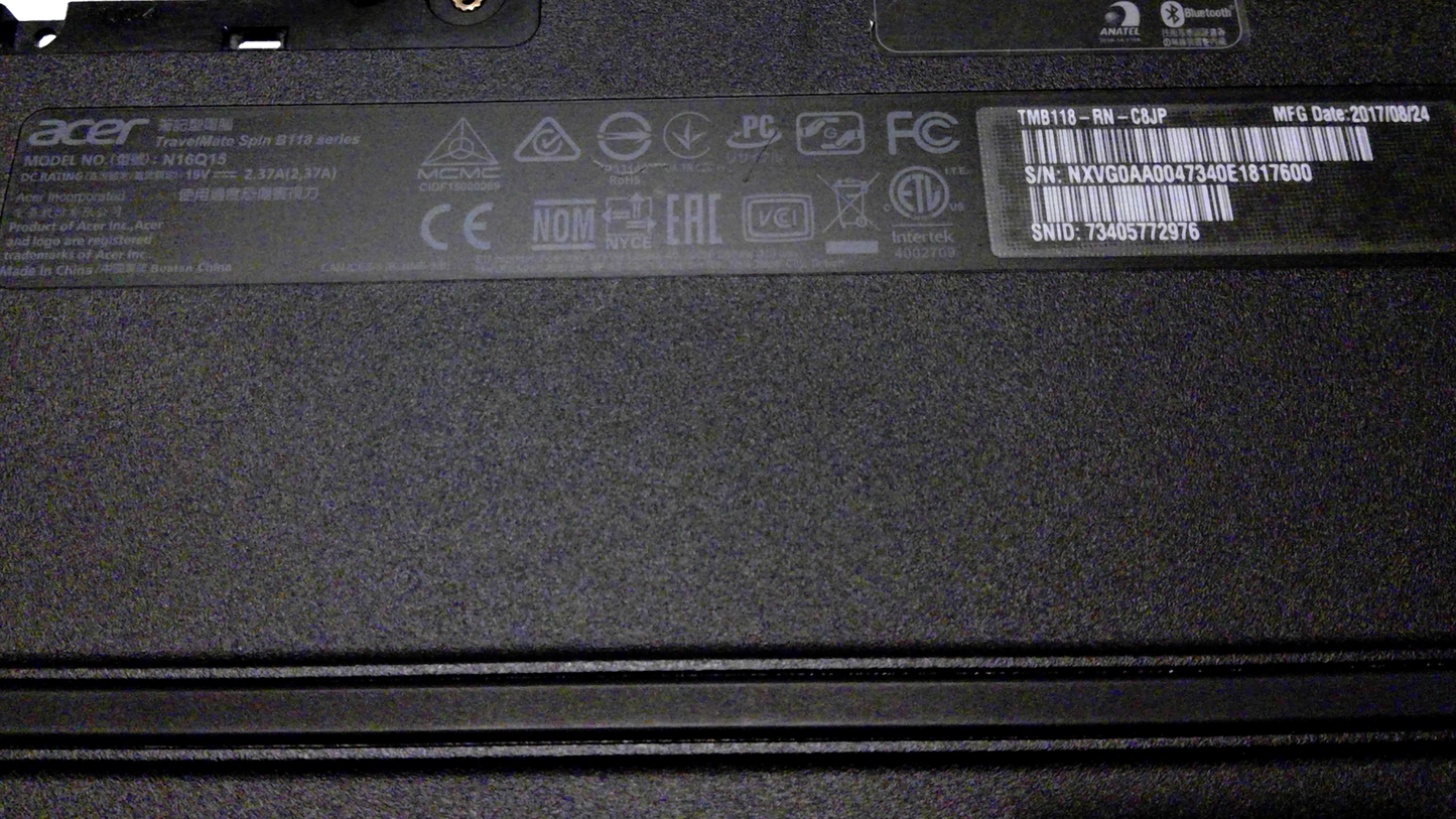 Acer TravelMate Spin 11.6" TMB118-RN-C8JP Bottom Case N16Q15