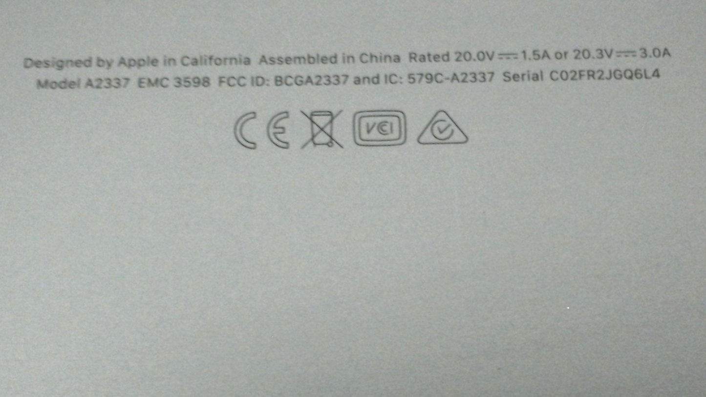 A2337 EMC 3598 APPLE MACBOOK AIR M1 BACK COVER GRADE A