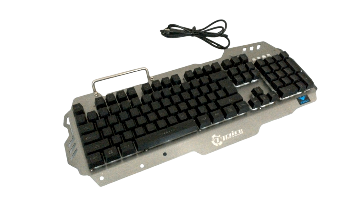 PK900 RGB Backlit Wired Gaming Keyboard, Metal Phone Holder