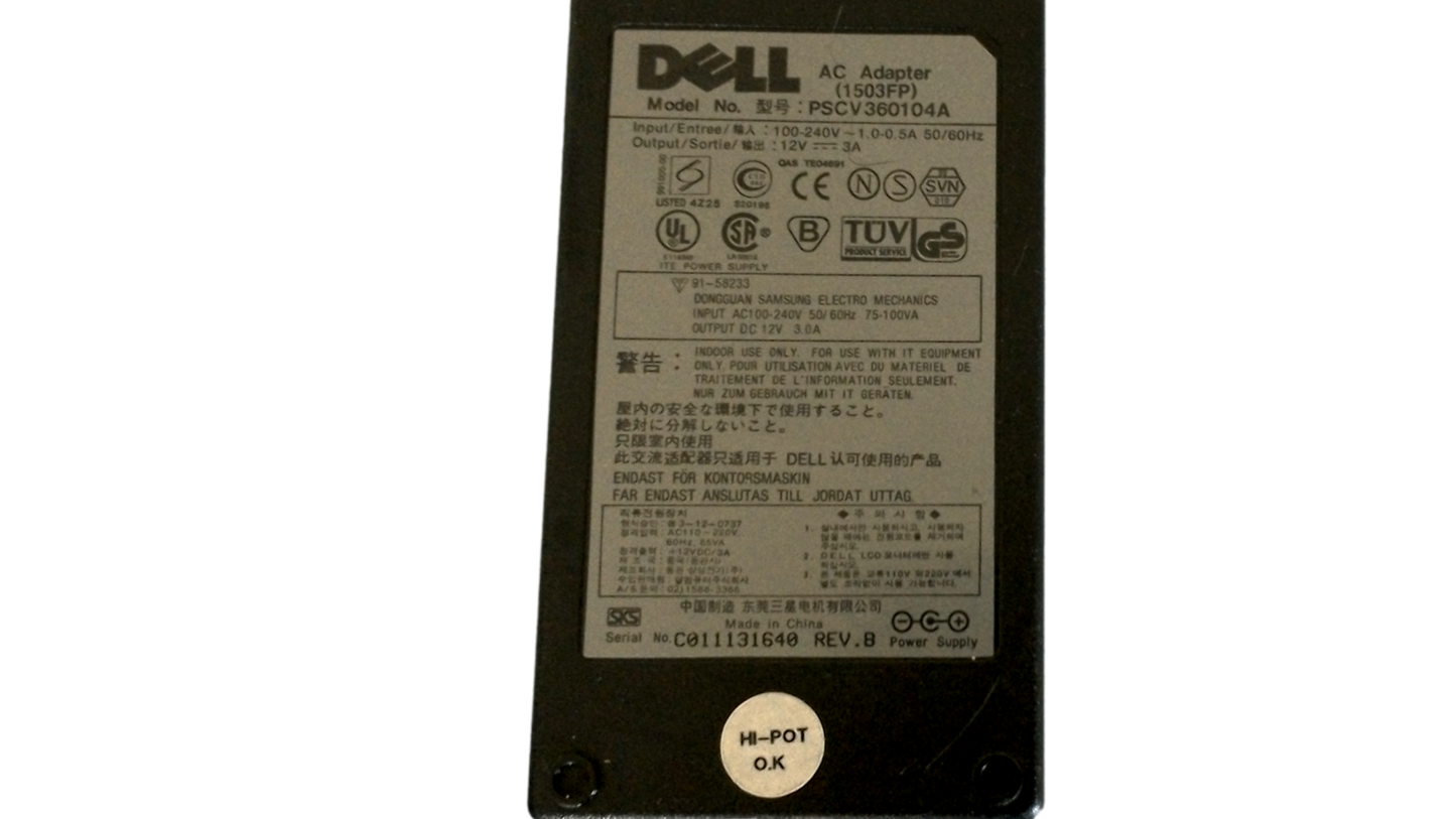 Genuine Dell 1503FP LCD Monitor 12v 3a Power Supply AC Adapter PSCV360104A