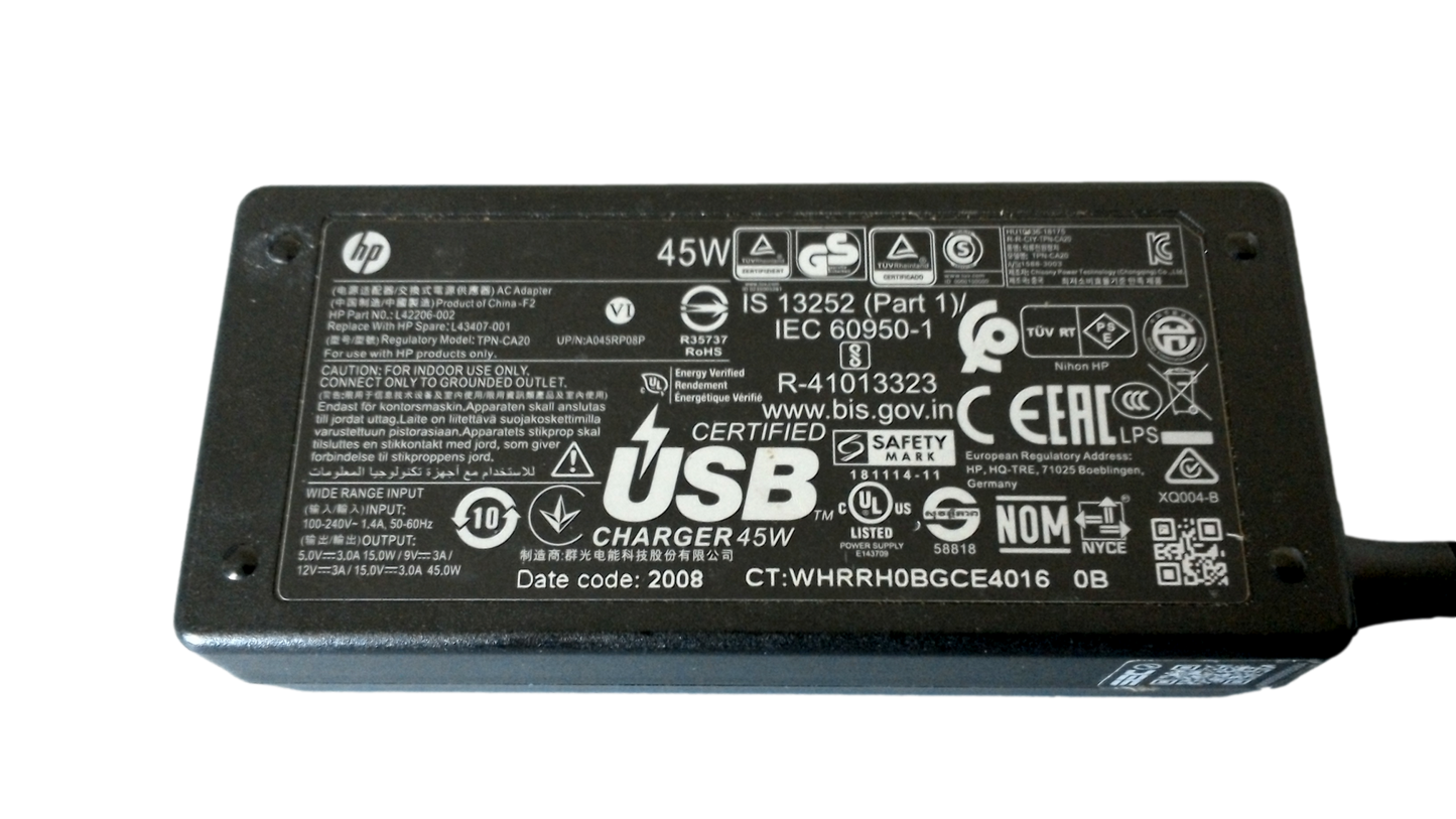 Genuine HP Laptop Charger AC Power Adapter L42206-002 L43407-001 USB-C 45W