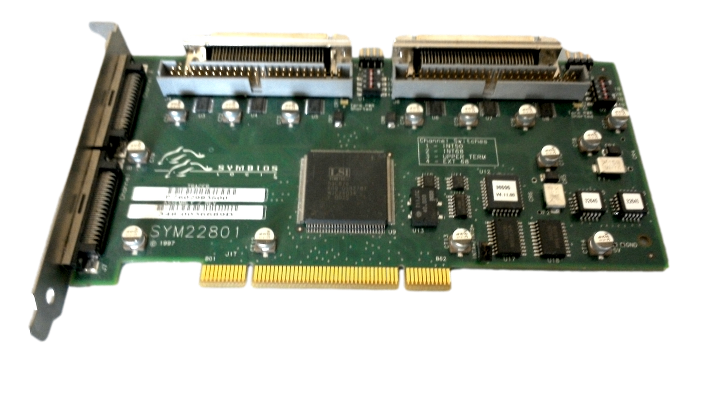 Symbios Logic SYM22801 348-0036689A PCI Dual SCSI Controller Card