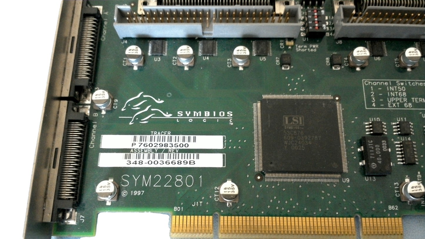 Symbios Logic SYM22801 348-0036689A PCI Dual SCSI Controller Card