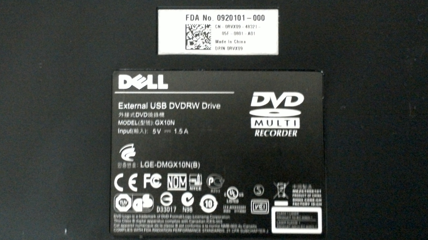 Dell (GX10N) Multi-Recorder External USB Wired Portable DVD/RW Drive