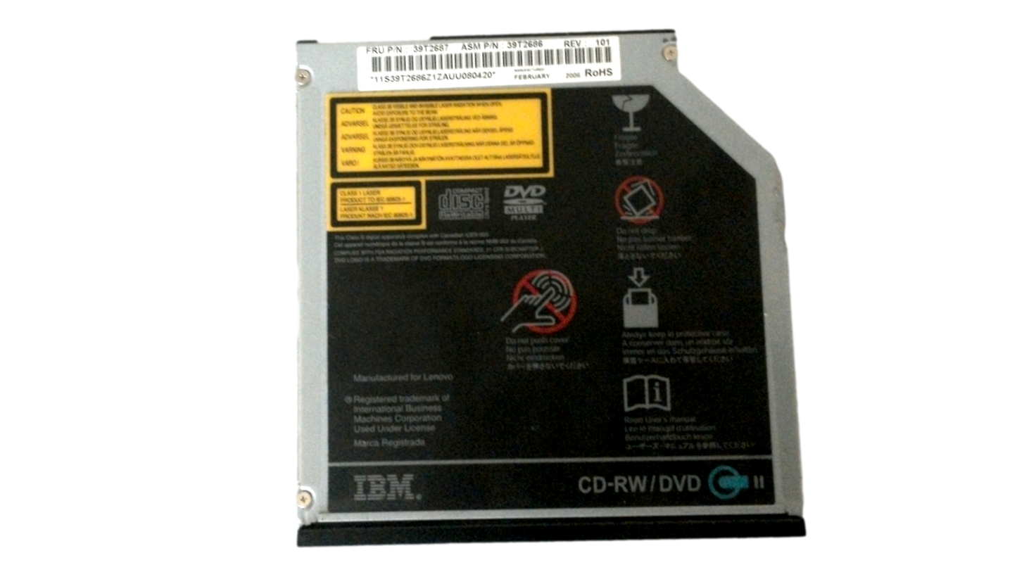 Lenovo ThinkPad T61 DVD ROM / CD RW Optical Drive FRU P/N 39T2686 rev. 101