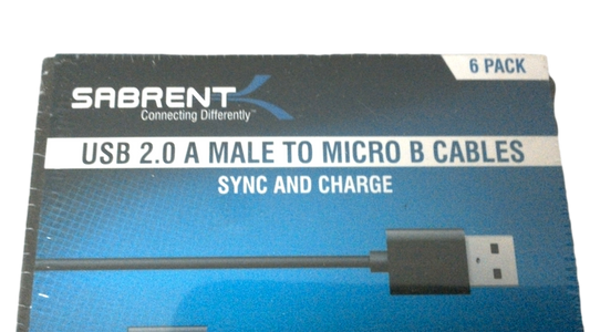 New SABRENT 6-Pack 3ft Micro USB Cables USB 2.0 A Male to Micro B Black CB-UM63