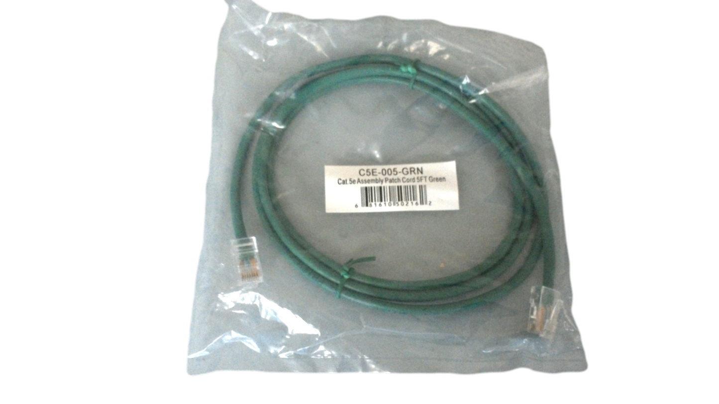 New Cat5E 5ft Patch Cable C5E-005-GRN