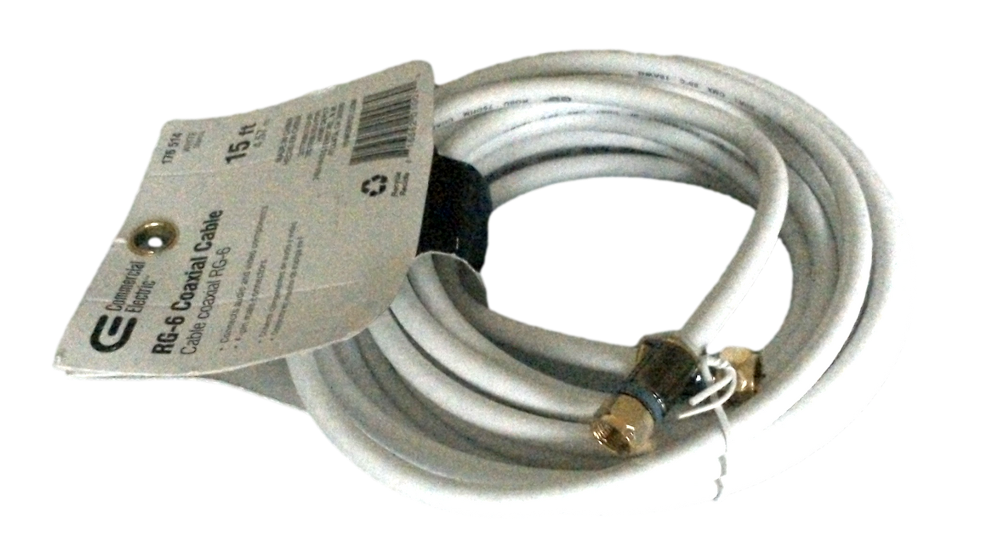 COMMERCIAL ELECTRIC 15' RG-6 COAXIAL CABLE