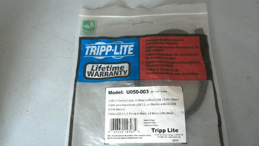 New TRIPP LITE U050-003 3 ft USB Cable Type A Plug to Micro Type B USB 2.0 Black
