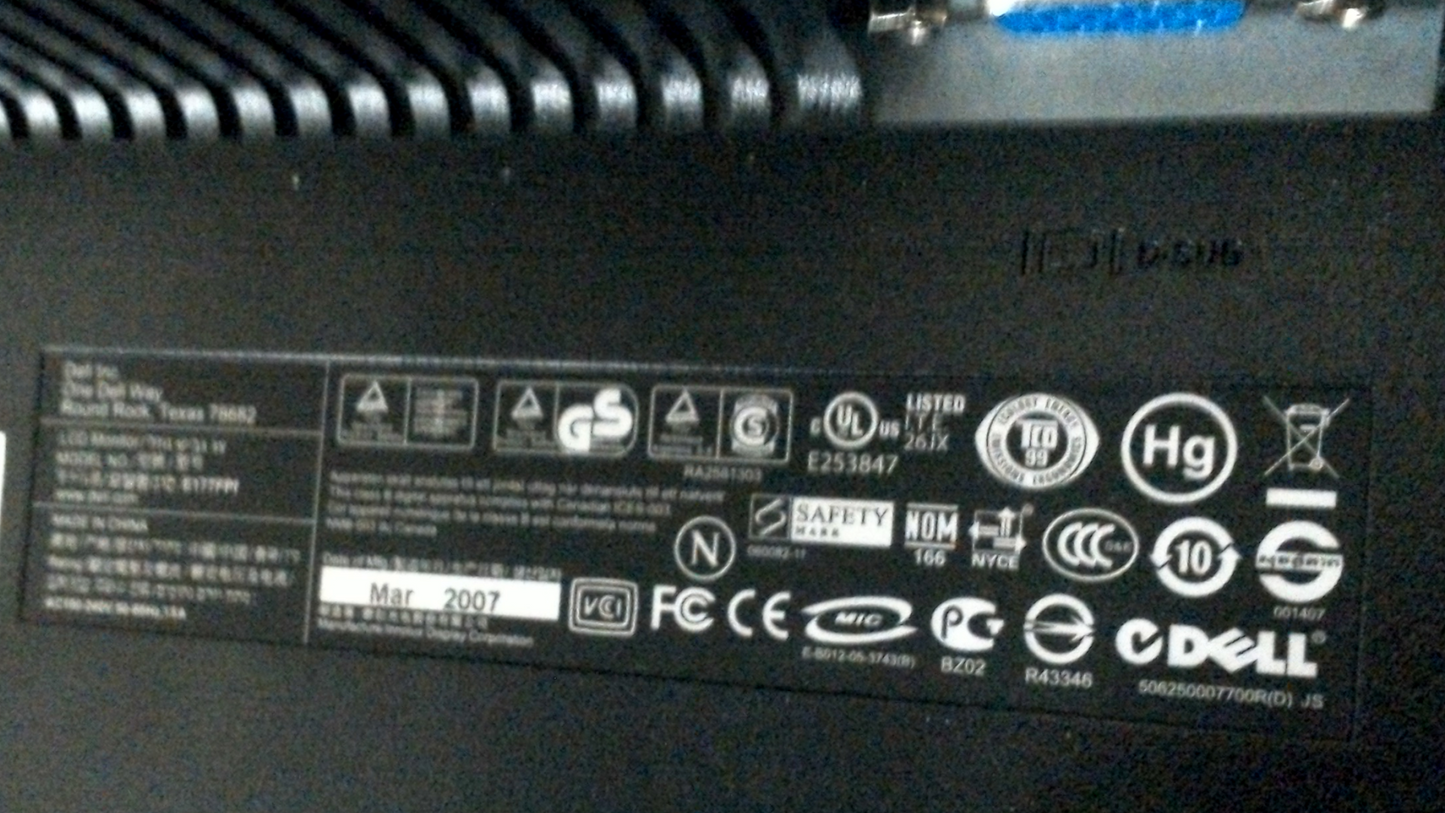 Dell E177FPb/c/f LCD Computer 17" Monitor and Stand