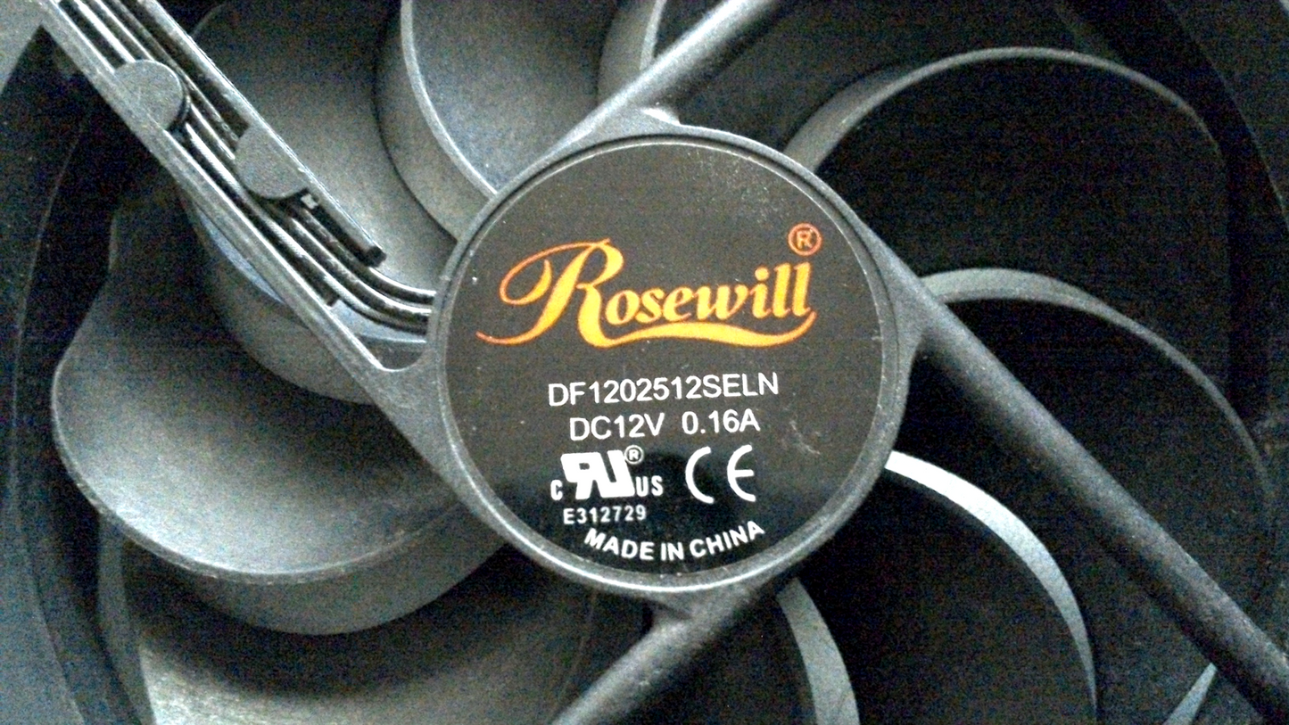 Rosewill DF1202512SELN 120mm x 25mm 12V Black Case Fan 3-Pin Connector