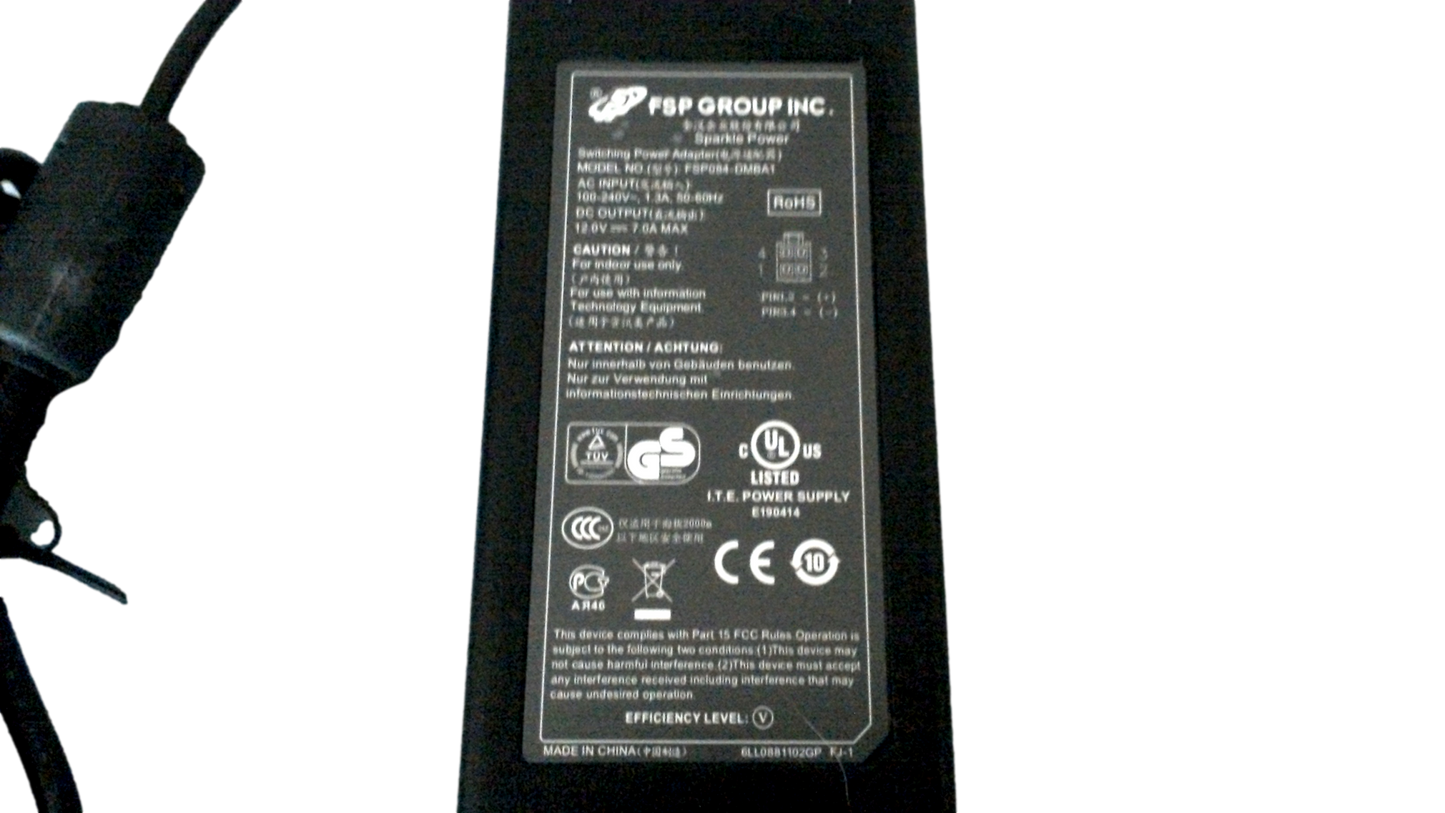 Genuine FSP FSP084-DMBA1 Switching Power Supply Adapter 12V 7A 84W 2Pin w/PC