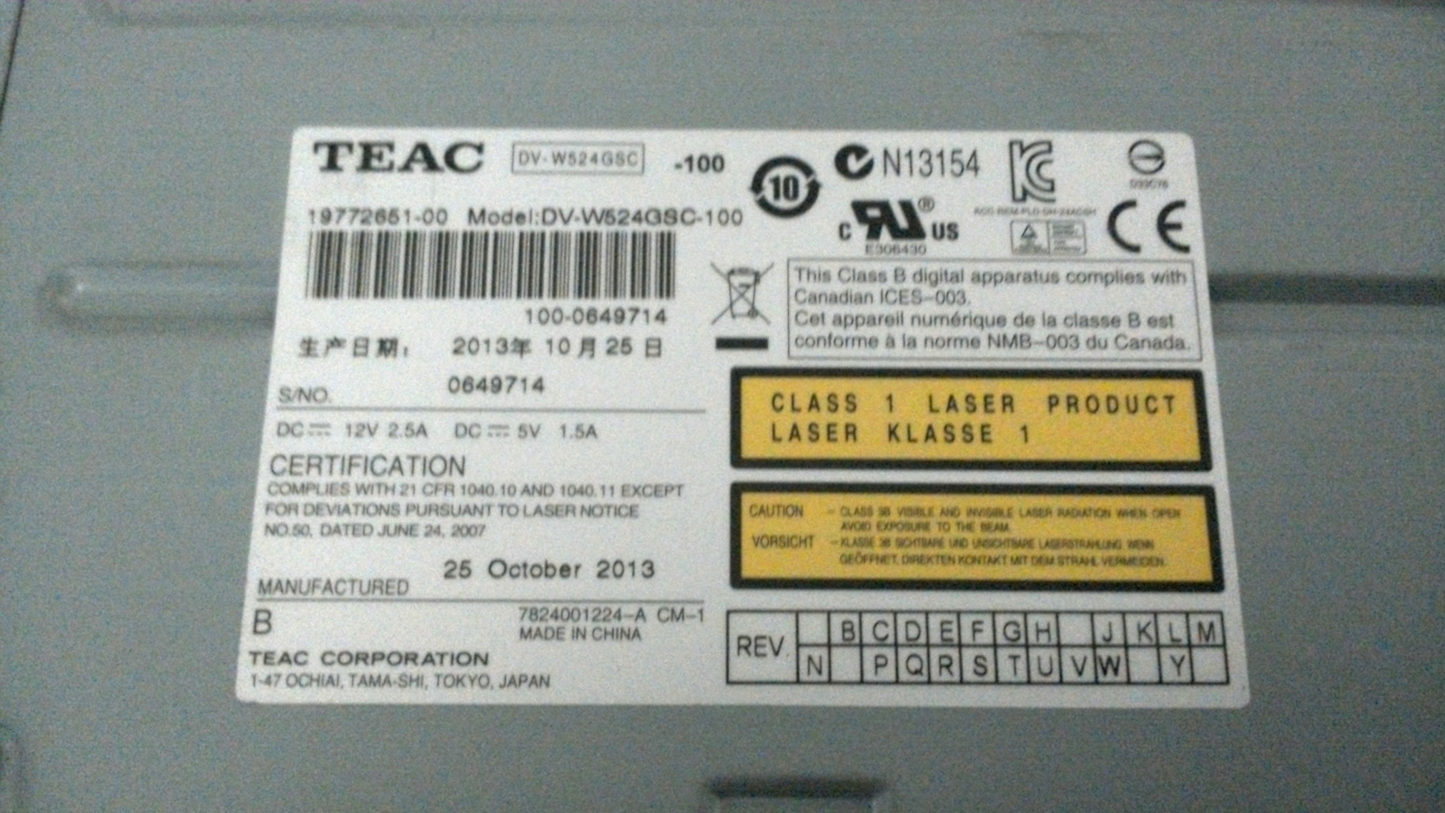 TEAC DVD+R DL DVD-RW DVD Multi-Recorder CD-RW DV-W524GSC-001 SATA