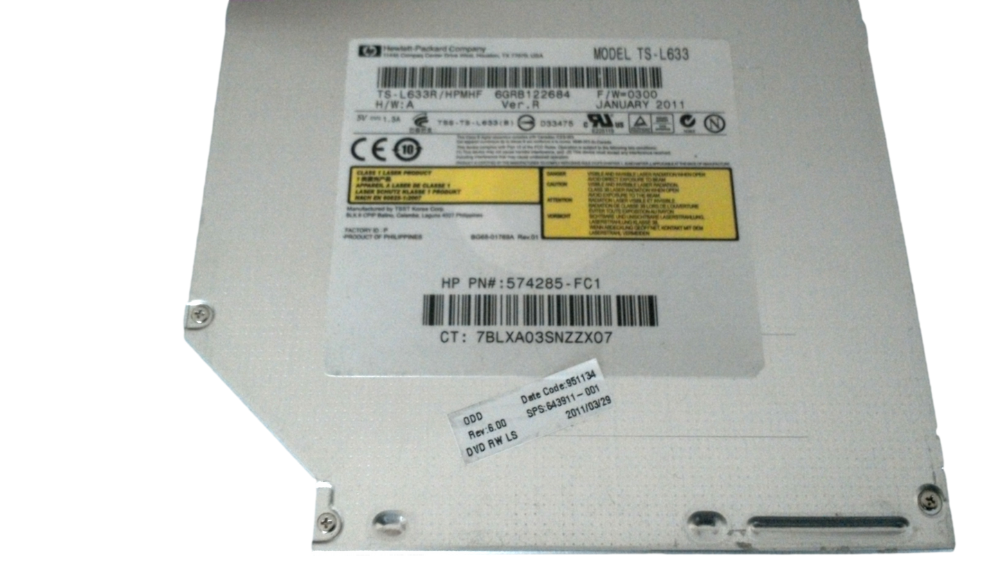 Hp TS-L633 Lightscribe SATA DL 12.7 MM DVD±RW Drive 574285-FC1