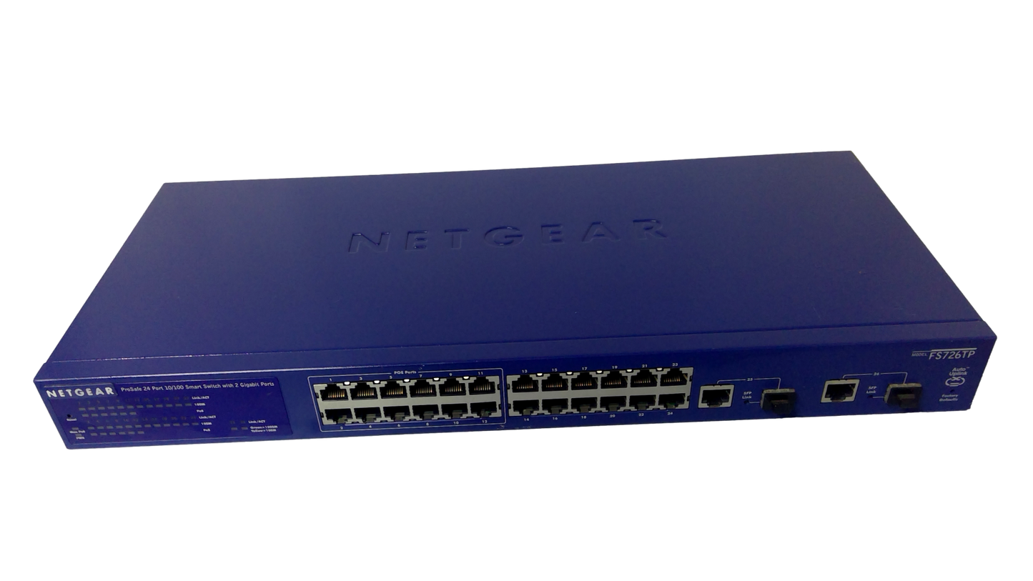 NETGEAR PROSAFE 24 PORT 10/100 SMART SWITCH WITH 2 GIGABIT PORTS WITH POE FS726TP