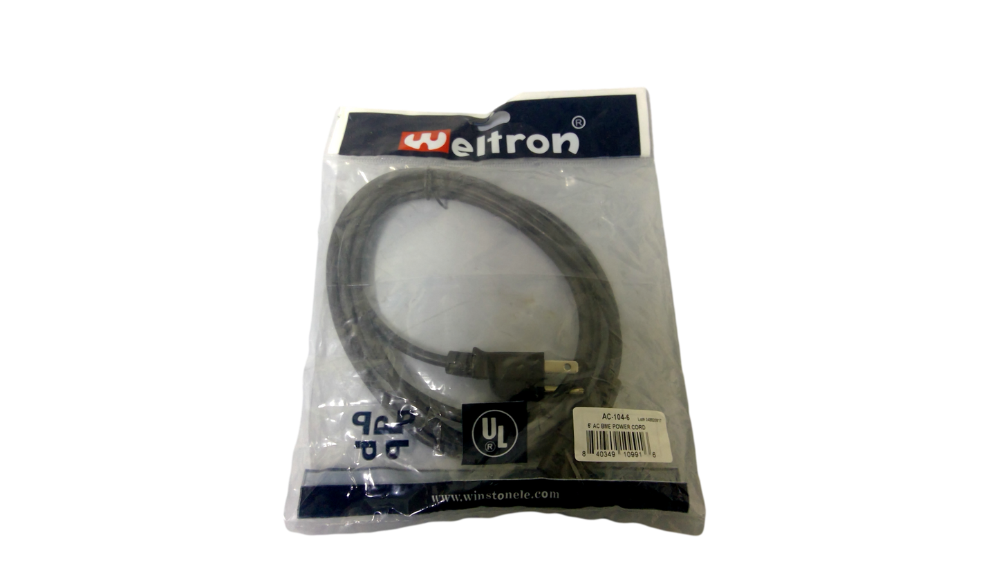 NEW Weltron 6' AC BME POWER CORD AC-104-6