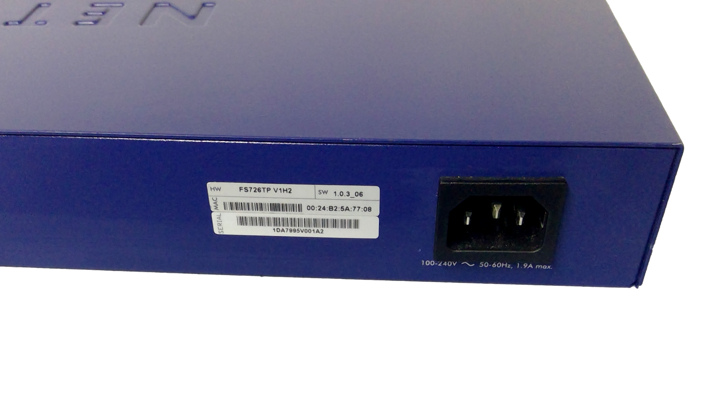 NETGEAR PROSAFE 24 PORT 10/100 SMART SWITCH WITH 2 GIGABIT PORTS WITH POE FS726TP