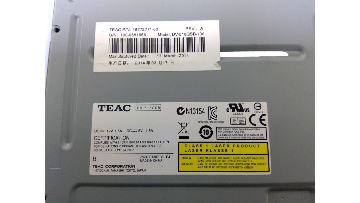 TEAC DVD Drive Model DV-518GSB-100 REV. A