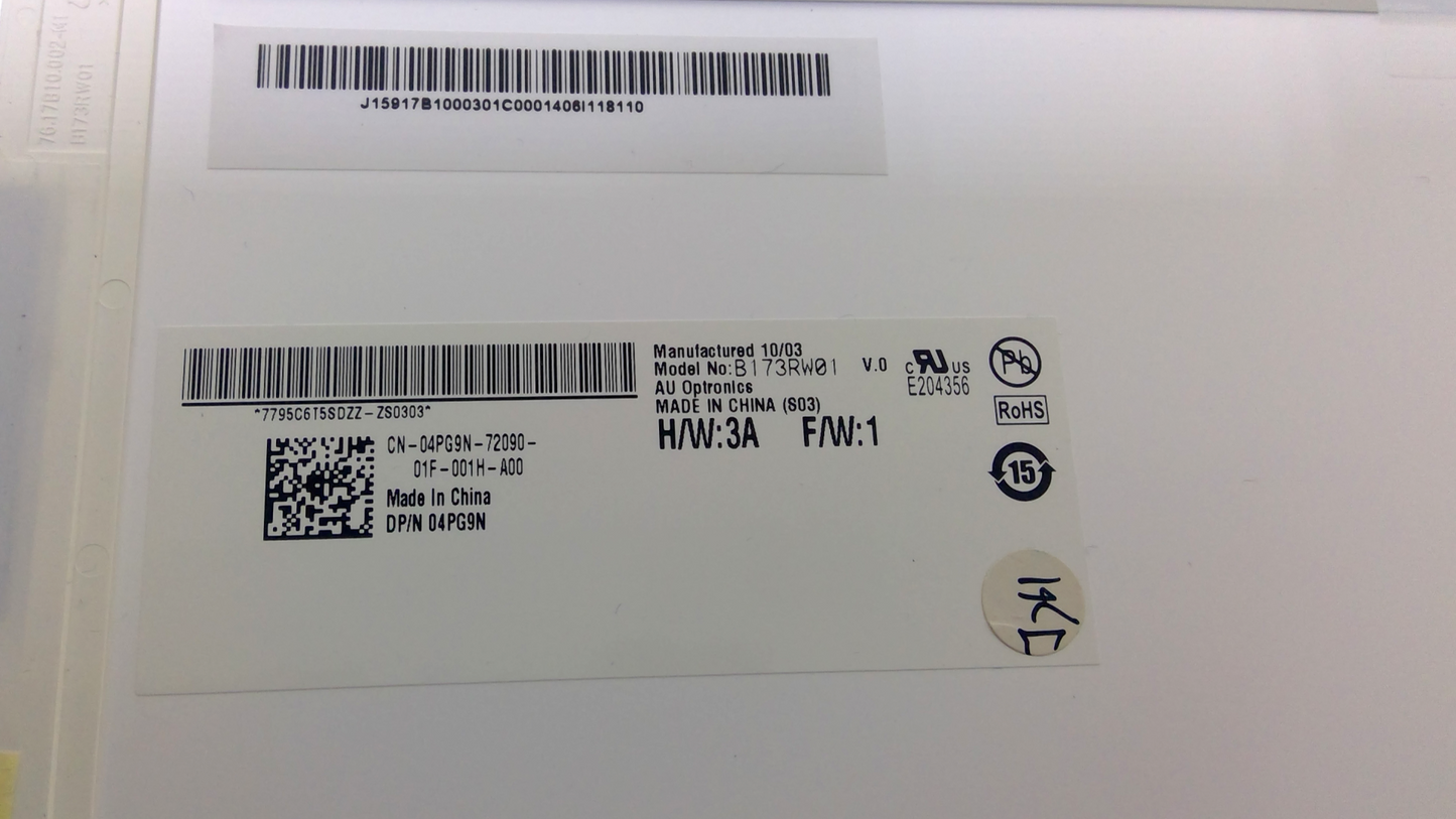 AU OPTRONICS B173RW01 V.0 Laptop Screen 17.3 LED BOTTOM LEFT WXGA++