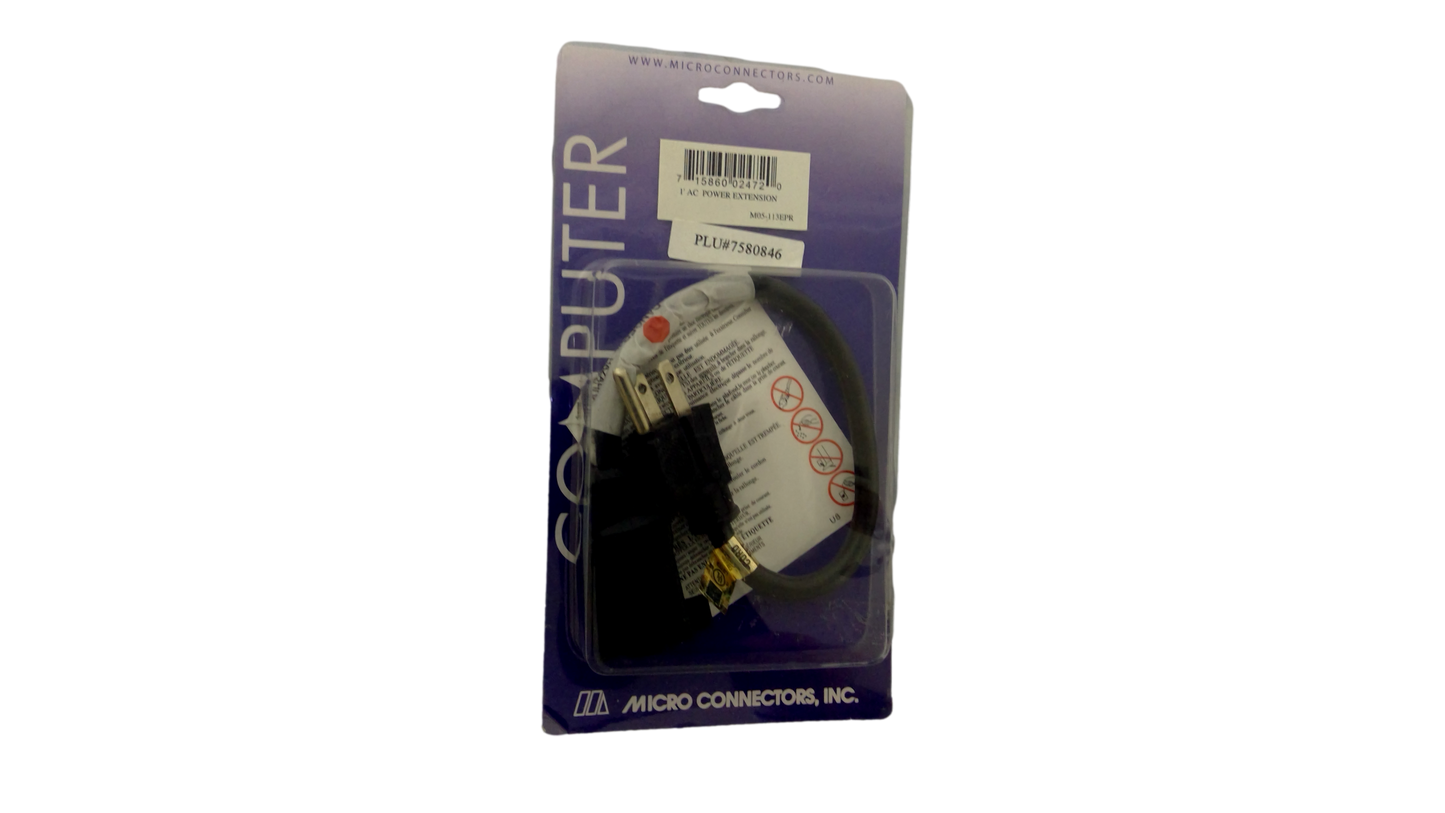 NEW MICRO CONNECTORS, INC 1' AC POWER EXTENSION