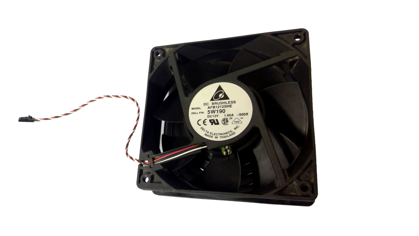 Delta Electronics AFB1212SHE Case Fan P/N 5W190 for Dell 3-pin DC 12V 1.6A 120mm