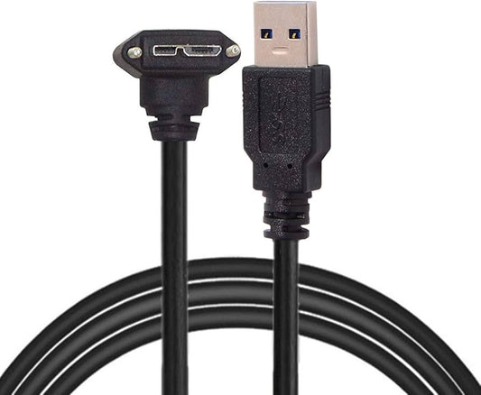USB 3.0 to 90 Degree Down Angled Micro USB Screw Mount Data Cable 3m u3-044-dn-3.0m